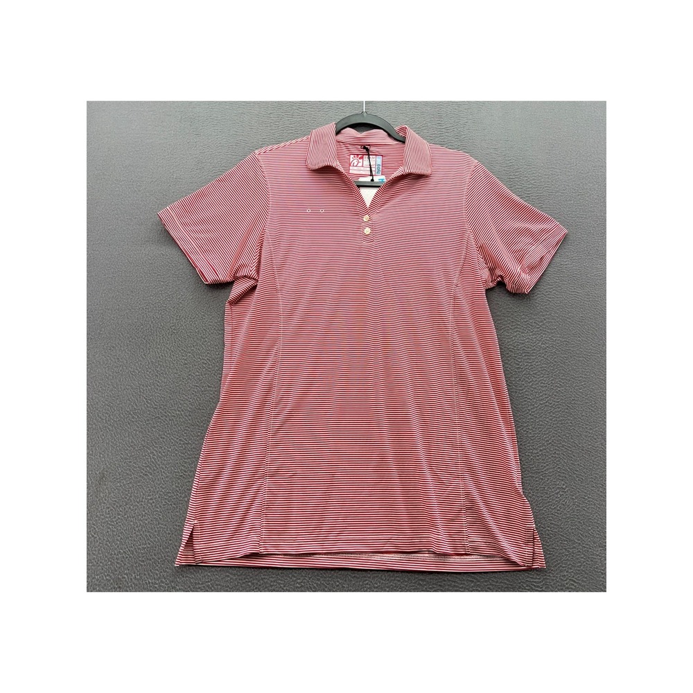 Chick-fil-A Oobe Team Style Hydrochill Polo Shirt SZ L Red White Striped NWT